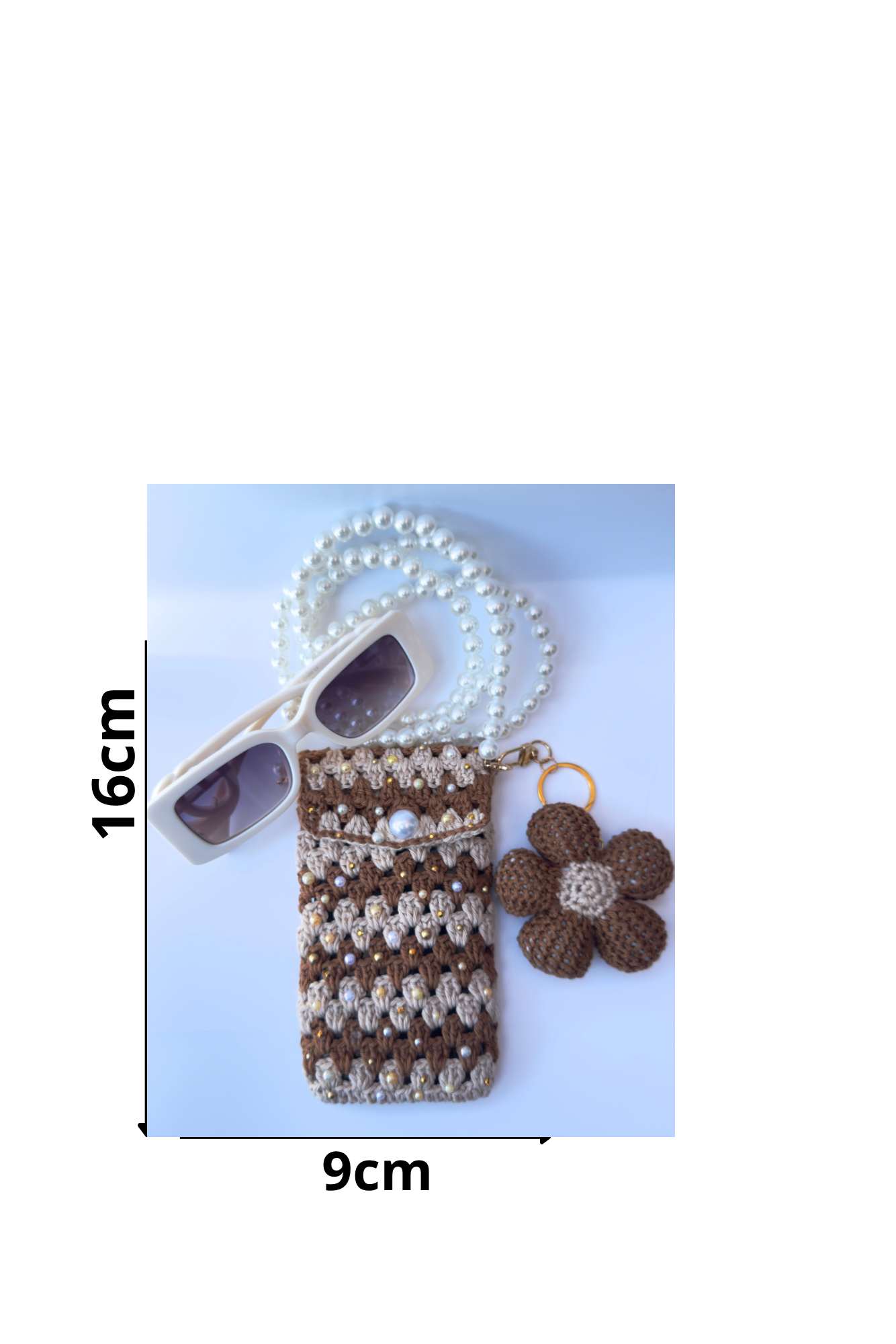 Étui Crochet Élégance Perlée – Fait Main 🤍