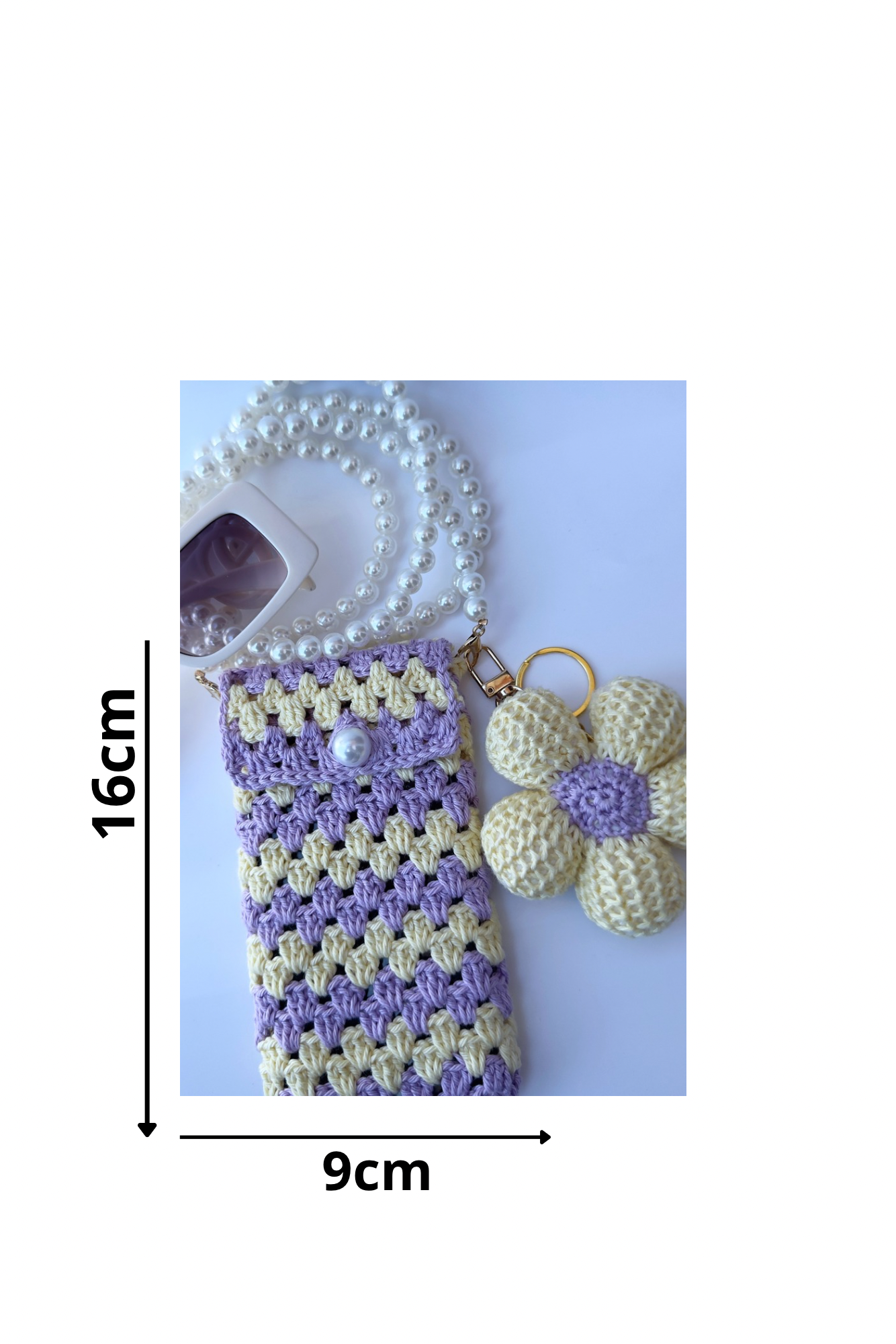 Pochette Téléphone Crochet Fleur Perlée