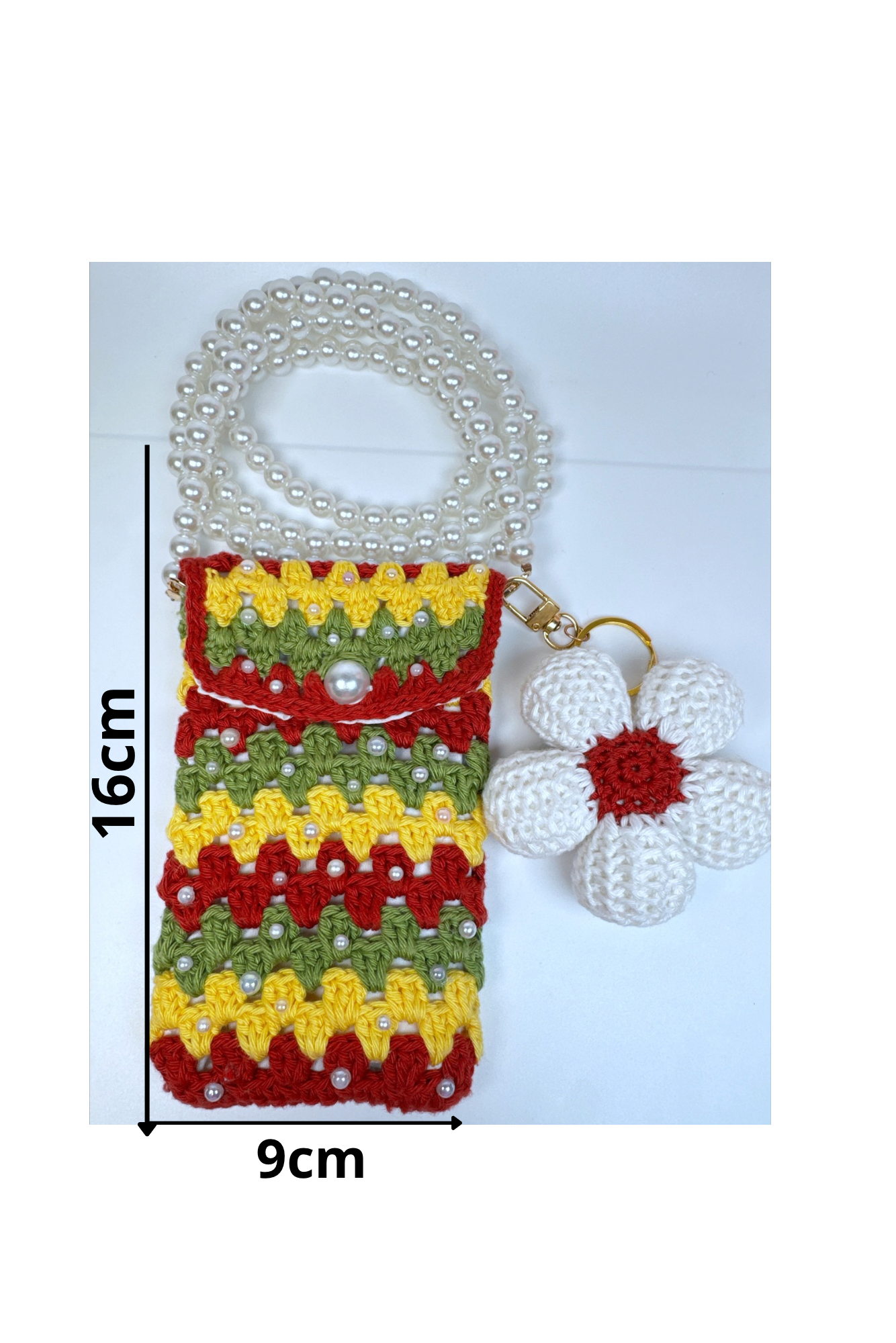 Pochette Crochet Fleur & Perles – Accessoire Chic et Fait main