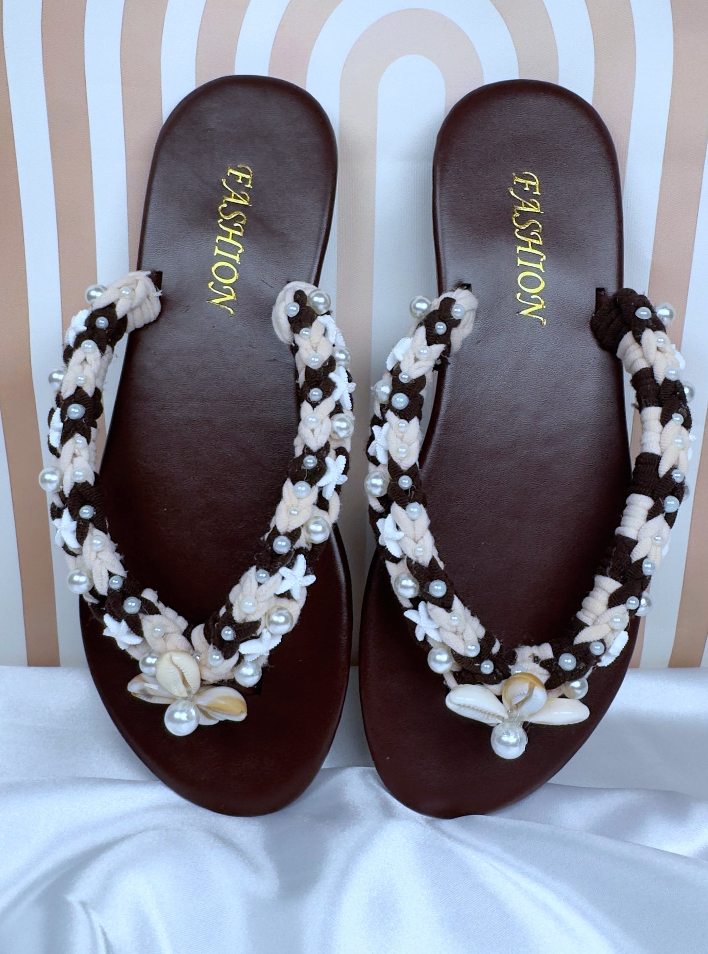 Sandales Fleur Perle Été Femme