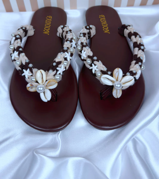 Sandales Fleur Perle Été Femme